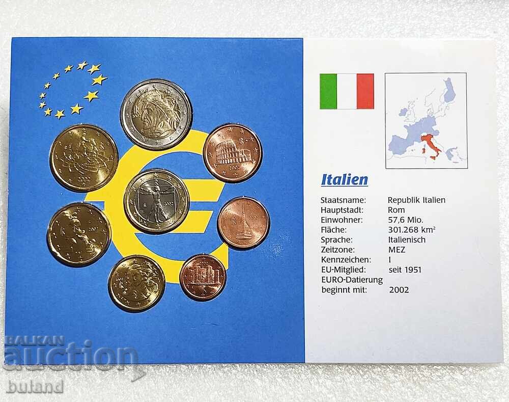 Set monede Euro Italia 2002 UNC de la 1 Cent la 2 Euro