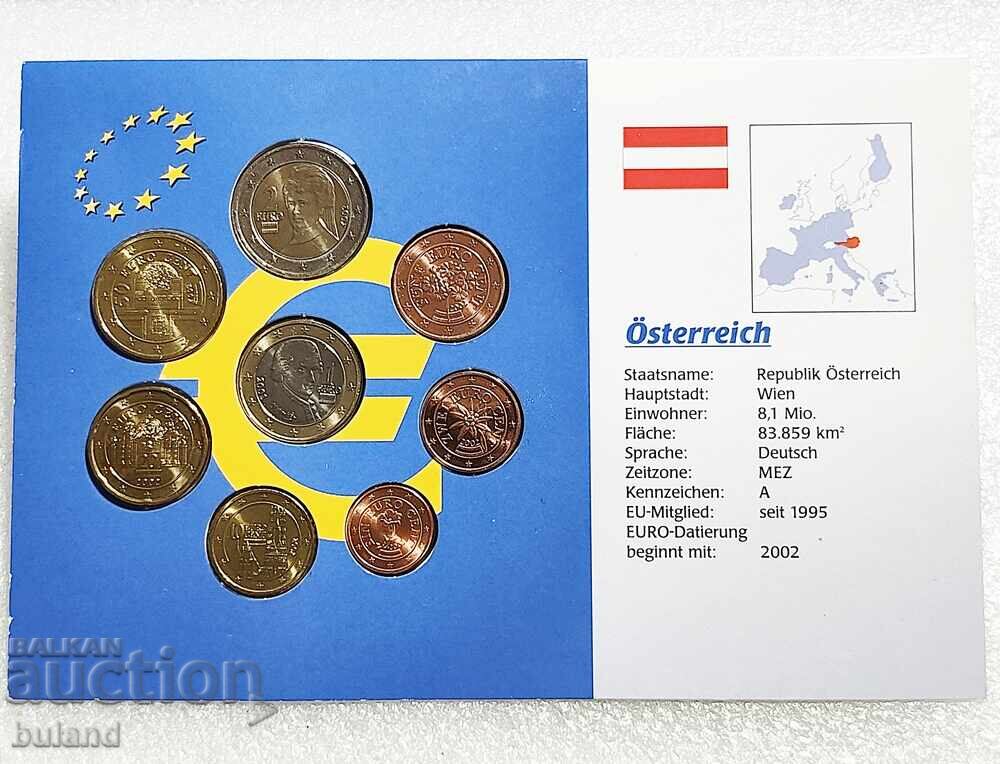 Αυστρία UNC ΣΕΤ Ευρώ 2002 από 1 Λεπτό έως 2 Ευρώ Euro Αυστρία UNC ΣΕΤ Ευρώ 2002 από 1 Λεπτό έως 2 Ευρώ Euro