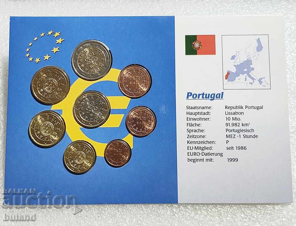 Portugalia UNC SET monede euro 2002 de la 1 Cent la 2 Euro