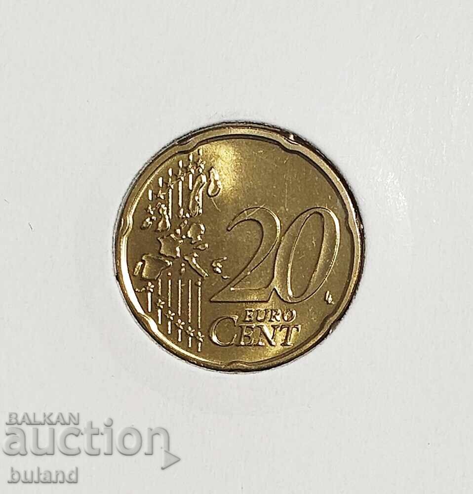 Țările de Jos, monedă euro de 20 cenți 2002, UNC, Olanda cu preț € 2.50 | 4.89 BGN