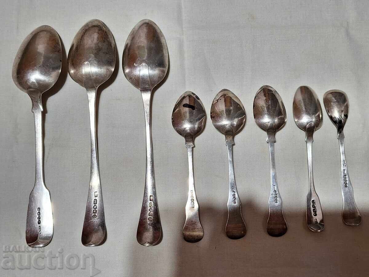 Стари сребърни лъжици--8 броя с цена 680.00 €