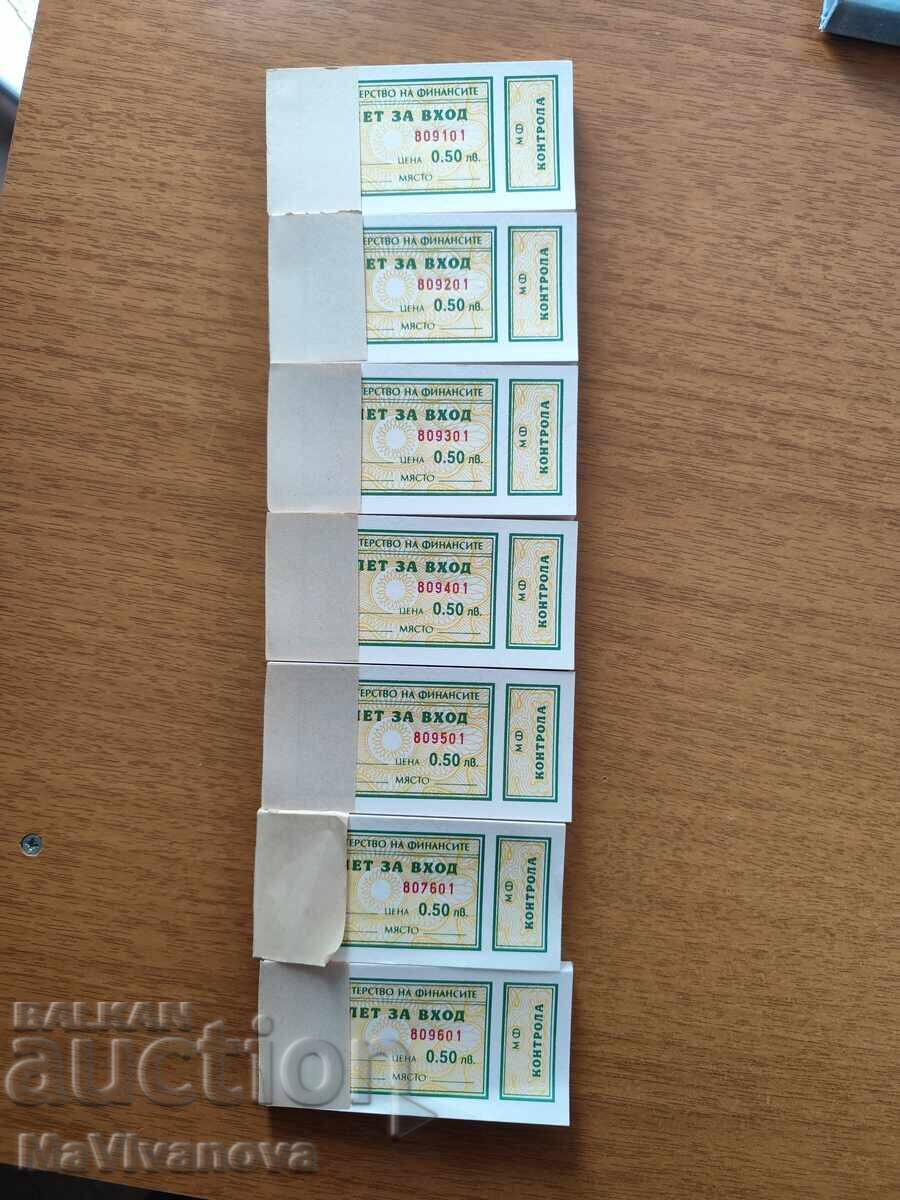 7 buc. carnete retro de bilete de intrare – Ministerul de Finanțe