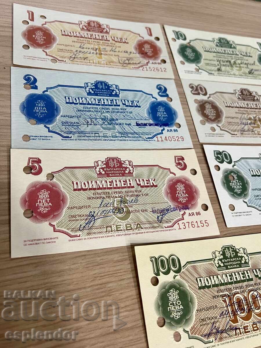 Delivery of Lot of BNB nominal checks 1986