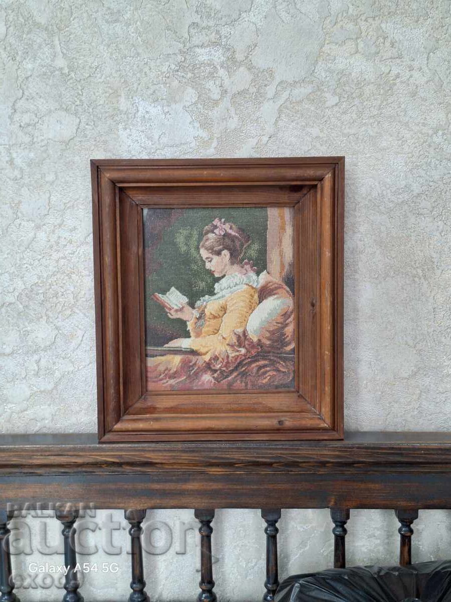 Excellent Wiehler tapestry "Reading Girl" / BZC!