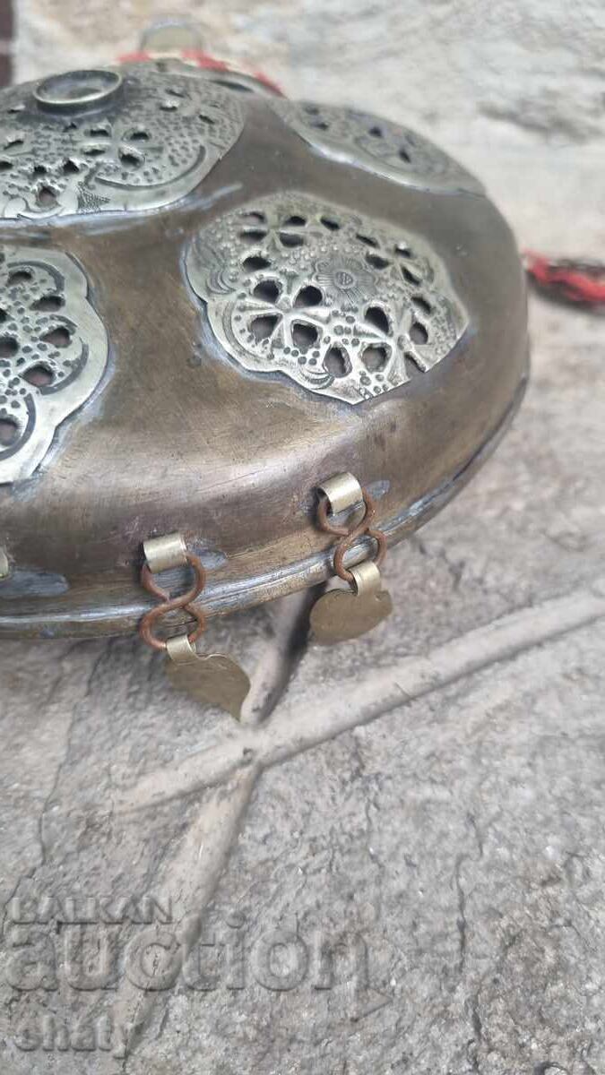 Large old copper flask - 6