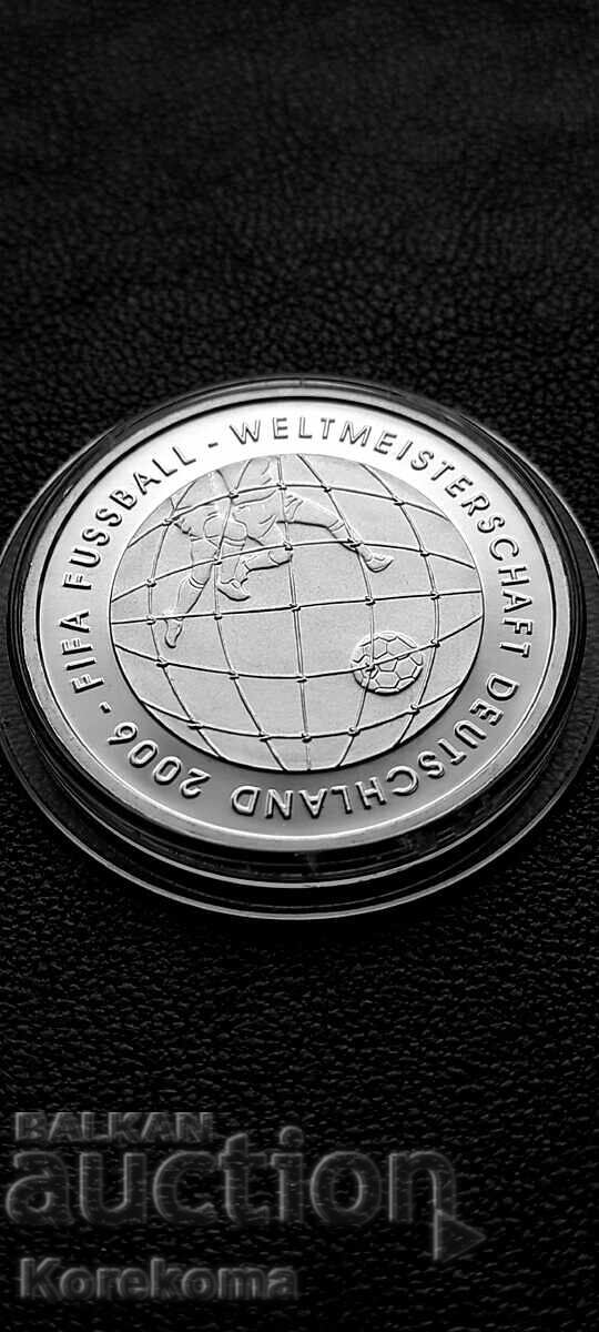 10 Euro Mondial 2006-FIFA-Argint de 1 uncie BZC. Citește descrierea!