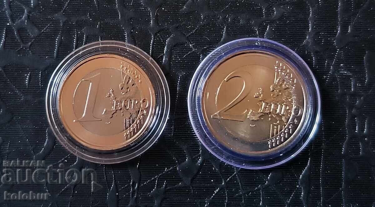 Монако 1 и 2 евро 2025 година UNC с цена € 14.00 | 27.38 лв.