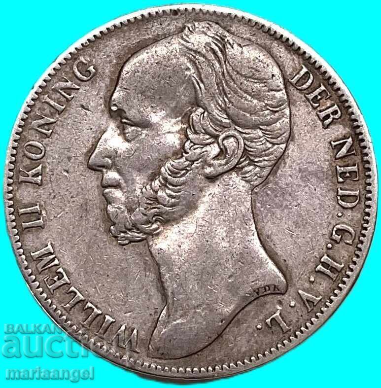 Нидерландия 1 Гулден 1845 Вилхелм II сребро - 5