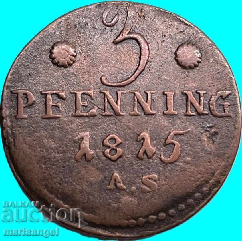 3 pfennigs 1815 Germany Rostock free city - 5