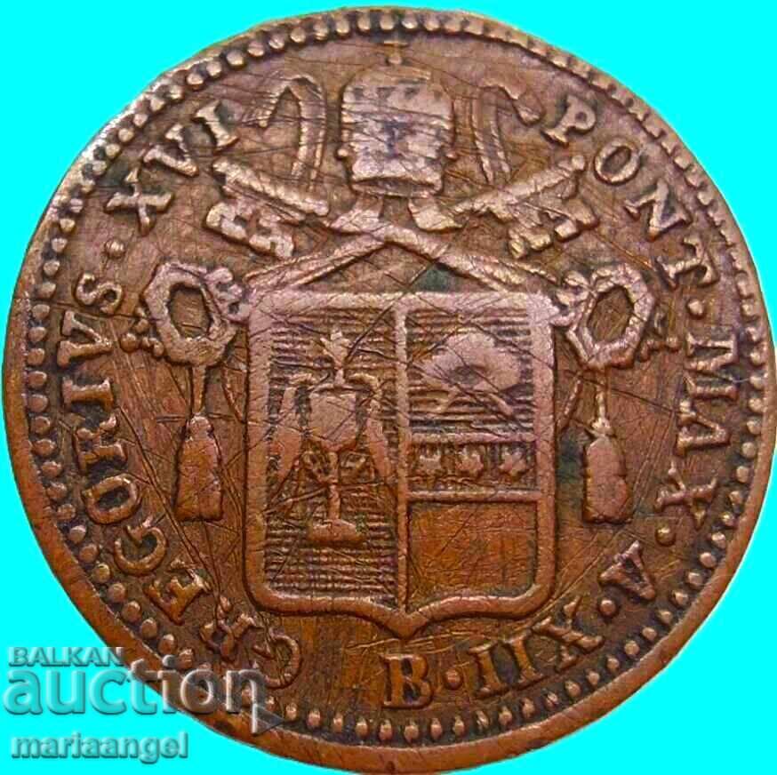 Livrarea 1/2 baiocco 1842 Vatican Grigore al XVI-lea cupru