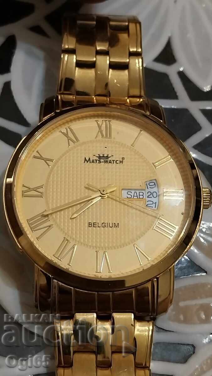 Almost new 24-karat gold-plated Belgian branded men's watch