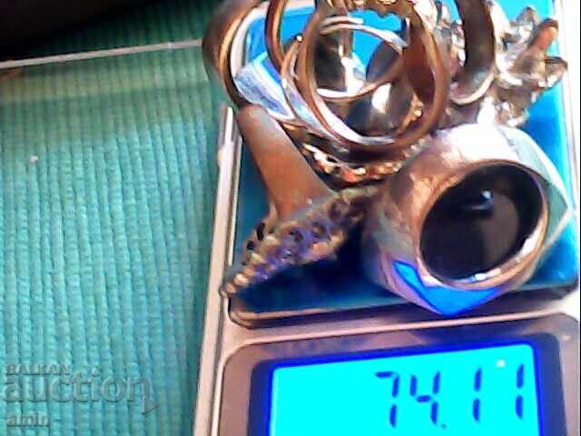 silver-plated rings with natural stones - 6