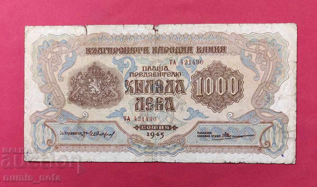 1000 leva 1945 godina cu 2 litere - seria TA