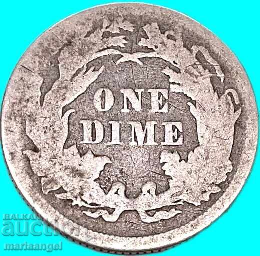 1 Dimes 1877 SUA Seated Liberty argint - 6