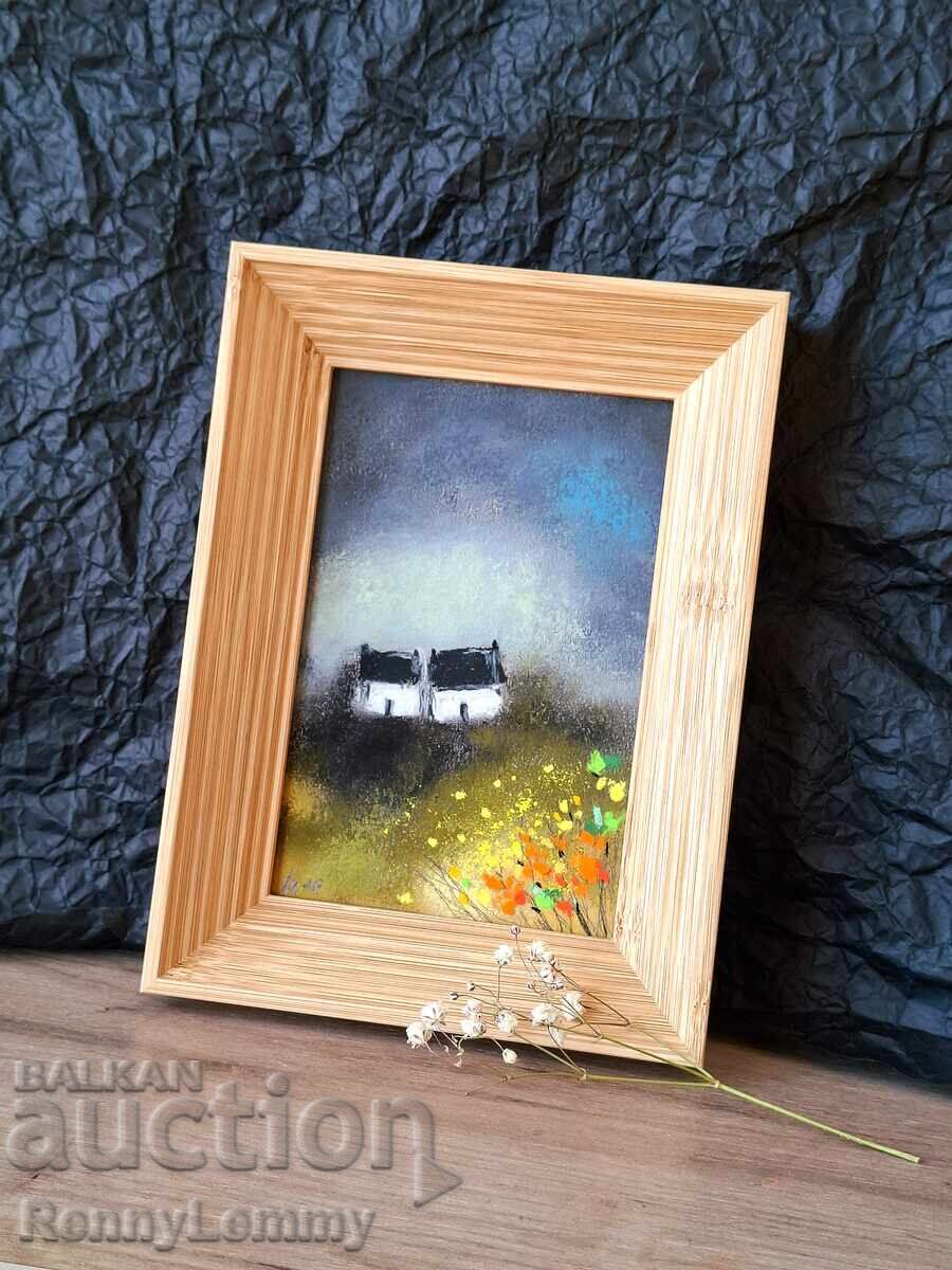 Noapte de primăvară, miniatură pastel, original cu preț € 22.00 | 43.03 BGN