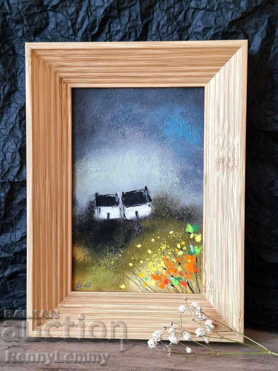 Licitație Noapte de primăvară, miniatură pastel, original