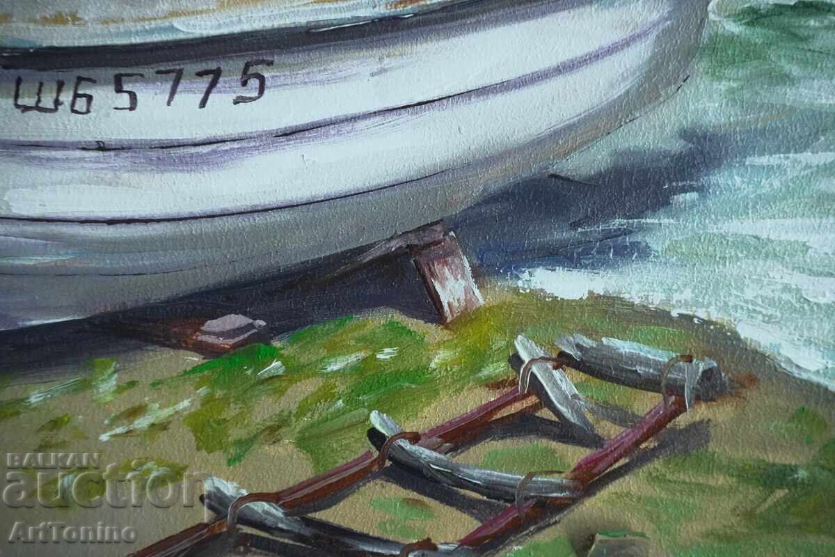 Delivery of Oil painting - Landscape - Shabla - Fishing boat - Anton Yordanov Delivery of Oil painting - Landscape - Shabla - Fishing boat - Anton Yordanov