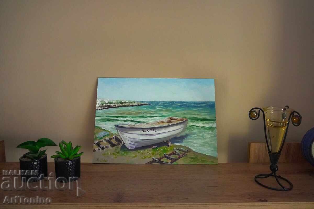 Oil painting - Landscape - Shabla - Fishing boat - Anton Yordanov - 5 Oil painting - Landscape - Shabla - Fishing boat - Anton Yordanov - 5