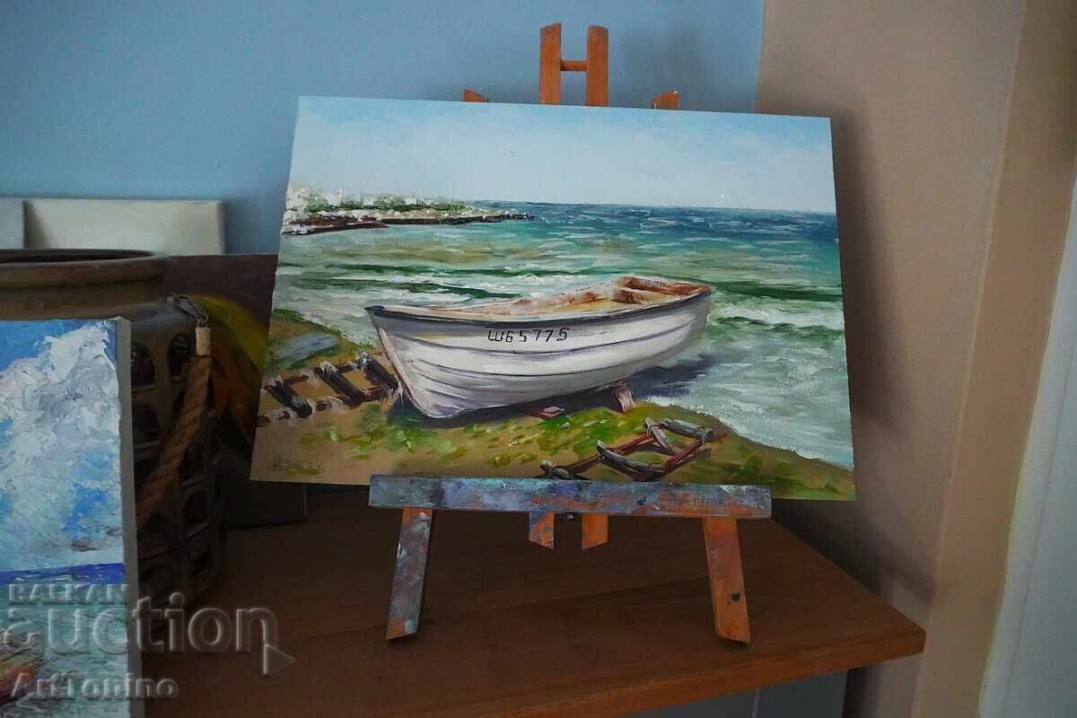 Oil painting - Landscape - Shabla - Fishing boat - Anton Yordanov - 7 Oil painting - Landscape - Shabla - Fishing boat - Anton Yordanov - 7