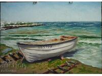 Oil painting - Landscape - Shabla - Fishing boat - Anton Yordanov