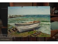 Oil painting - Landscape - Shabla - Fishing boat - Anton Yordanov