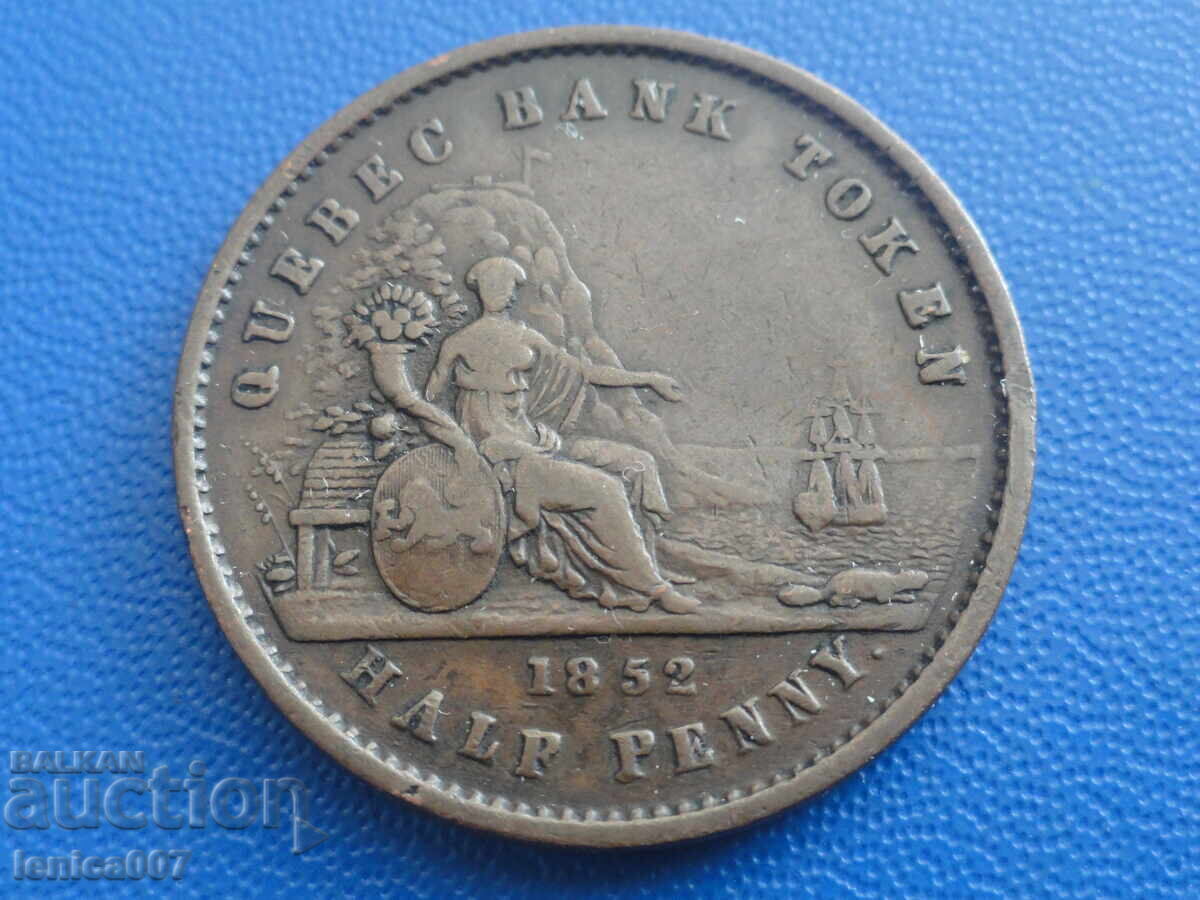Канада 1852г. - 1/2 пени ''Квебек Банк'' (м) - 5