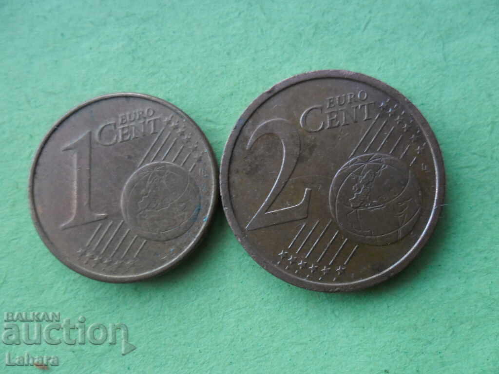 1 и 2 евро цента 2002 г. Германия 1 и 2 евро цента 2002 г. Германия