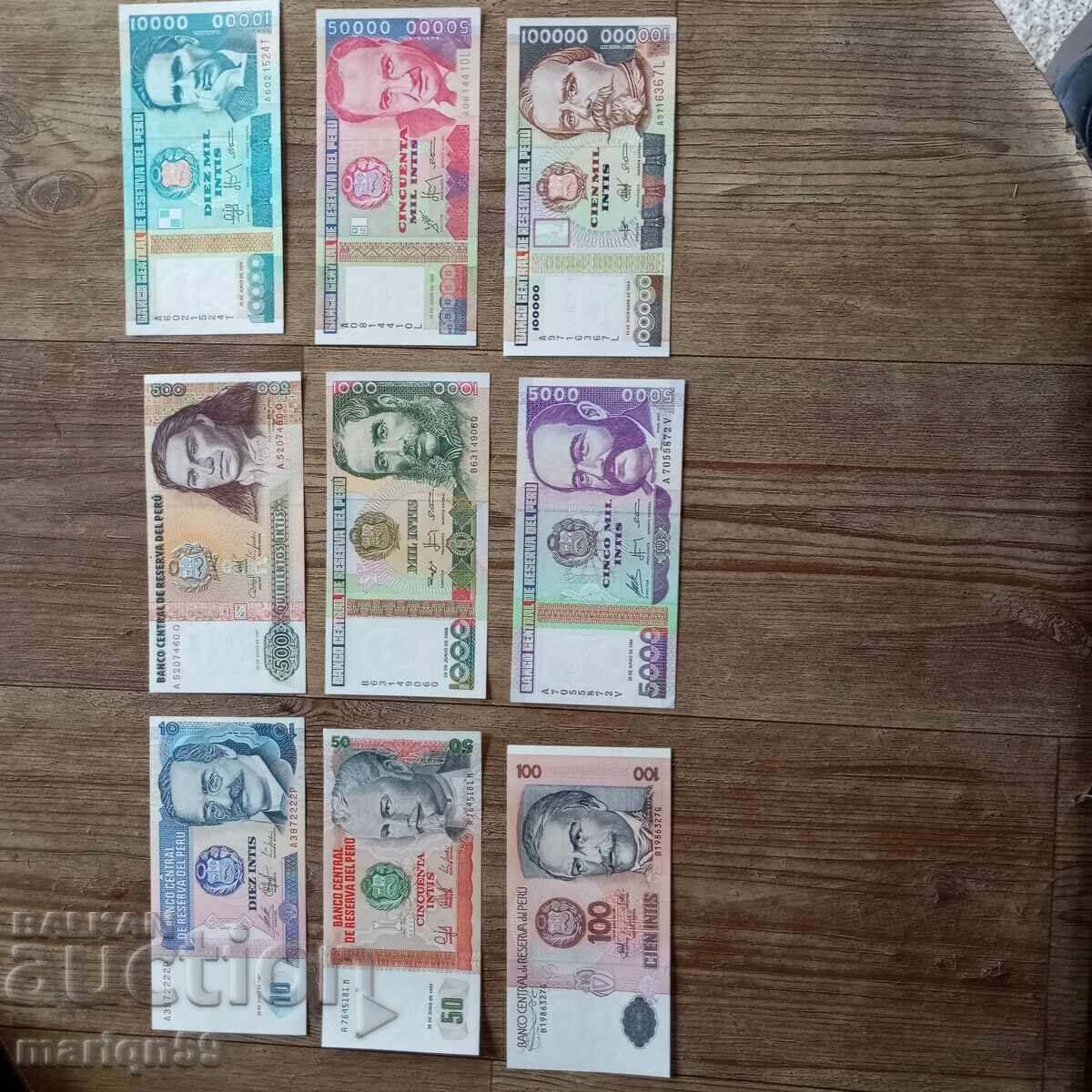 banknotes from Peru -1987-1989
