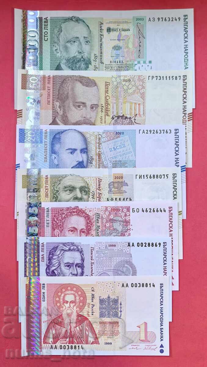 Πλήρης παρτίδα χαρτονομισμάτων από 1 έως 100 λέβα - UNC