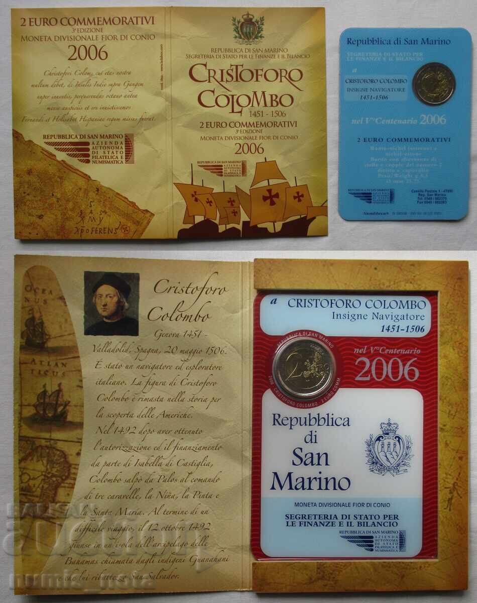 2 Euro 2006 San Marino - Christopher Columbus - UNC - map