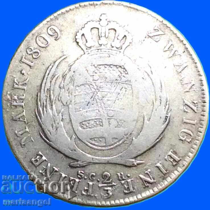 2/3 Taler 1809 Germania Saxonia (20 Mărci) argint