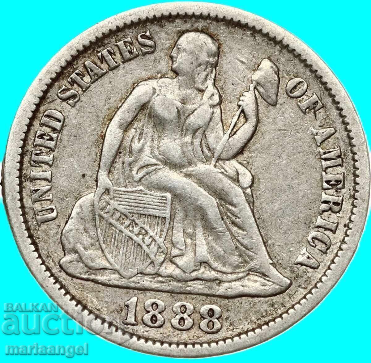 Licitație 1 dime 1888 SUA 10 cenți Liberty argint