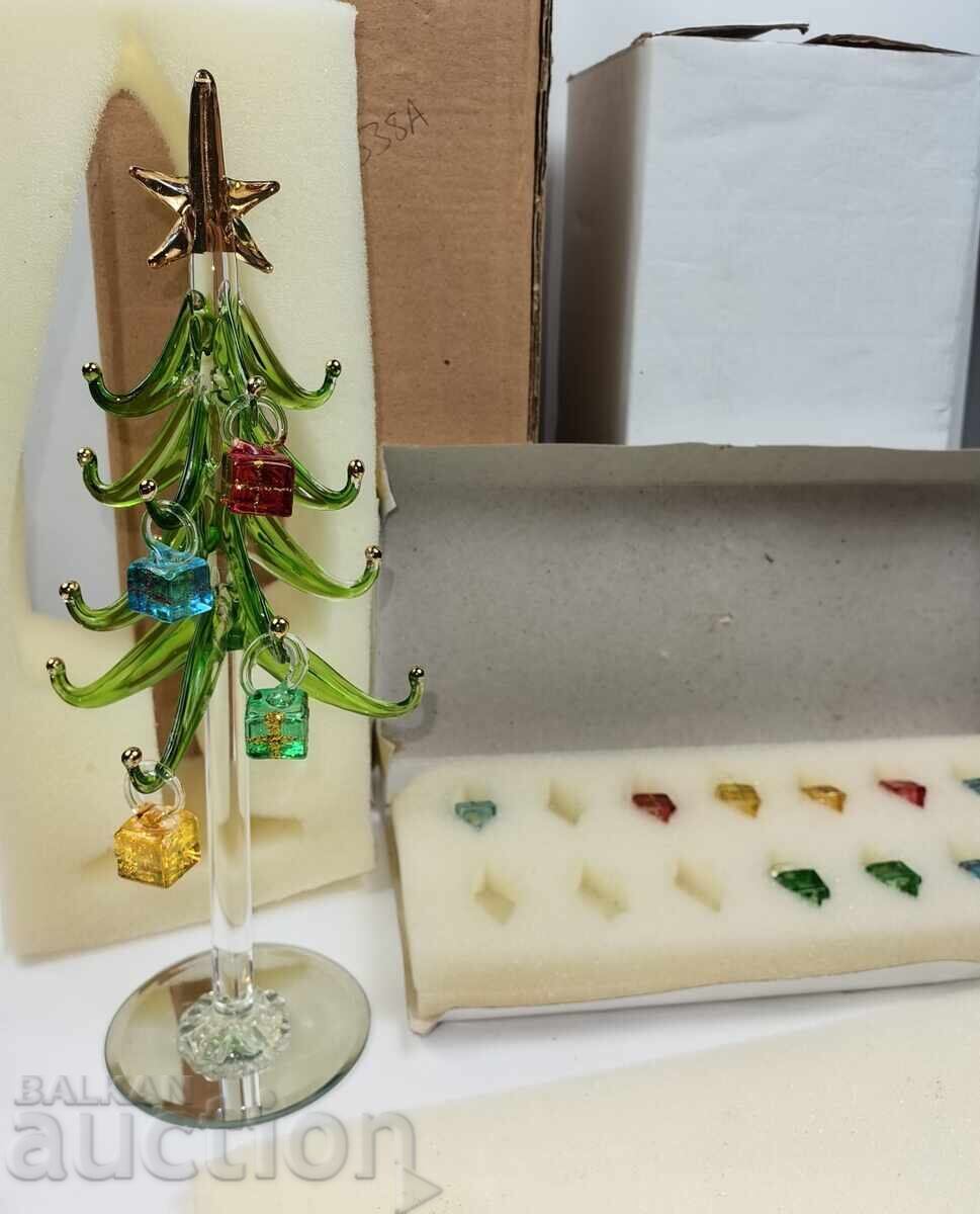 BRAD DE CRĂCIUN DIN STICLĂ DECORAȚIUNE DE CRĂCIUN ORNAMENTE DE ANUL NOU ȘI