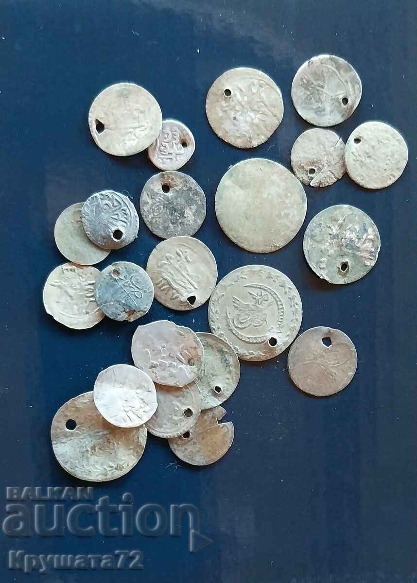 Auction  Ottoman, Silver coins with holes, 22 pcs