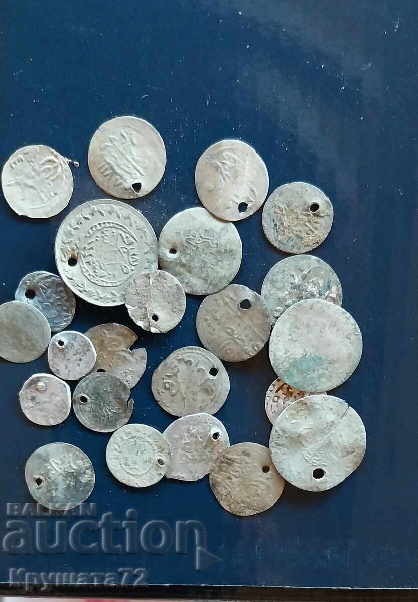 Ottoman, Silver coins with holes, 22 pcs