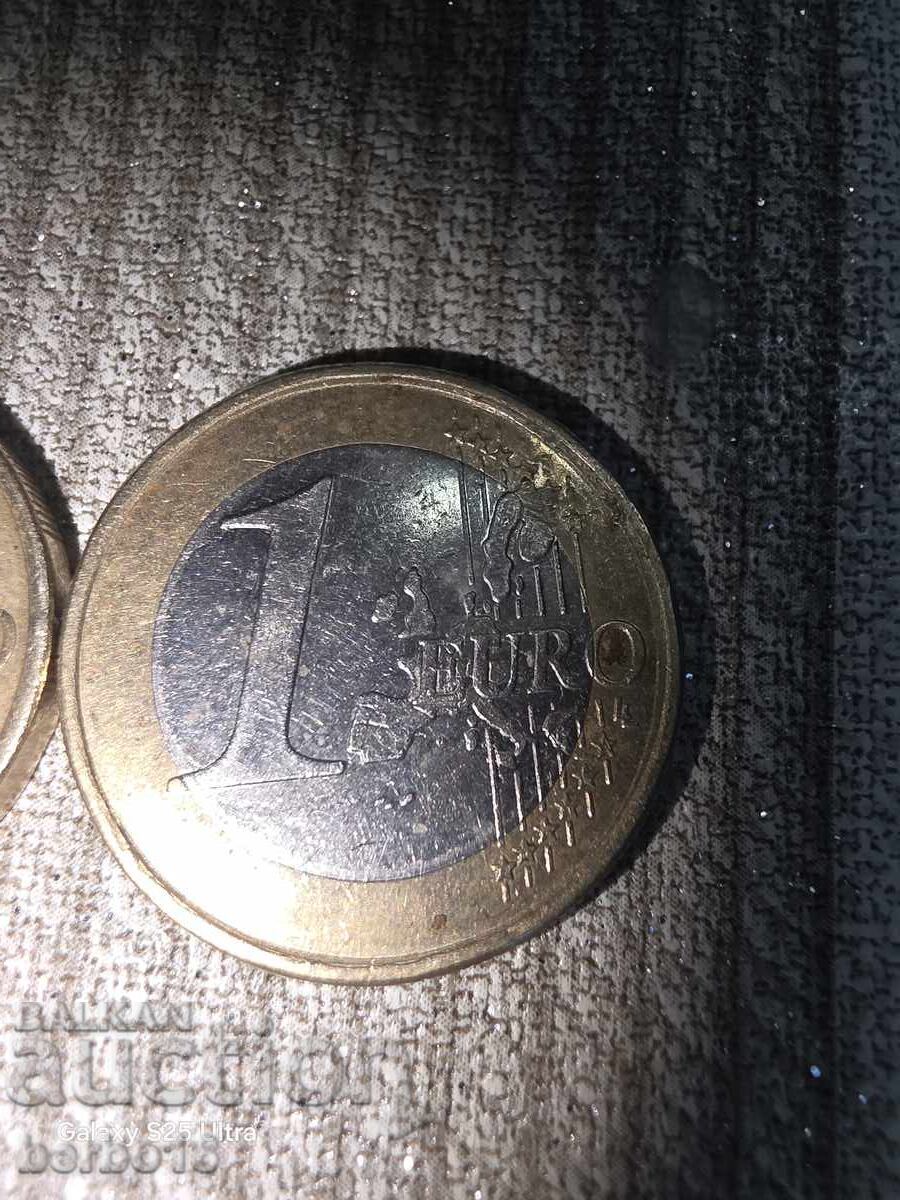 Monedă euro de 1 euro bătută cu matriță ruptă
