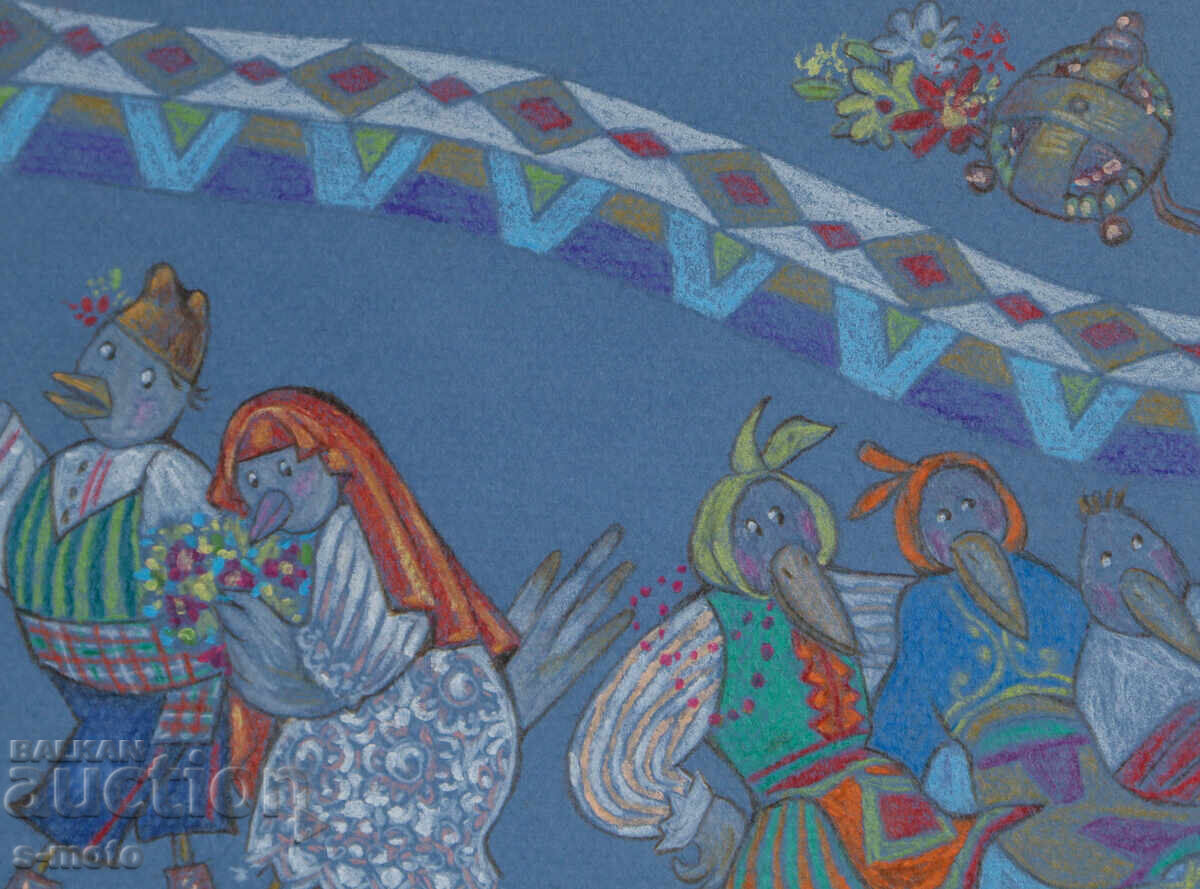 Licitație Desen pastel ilustrație Povești populare bulgare Licitație Desen pastel ilustrație Povești populare bulgare