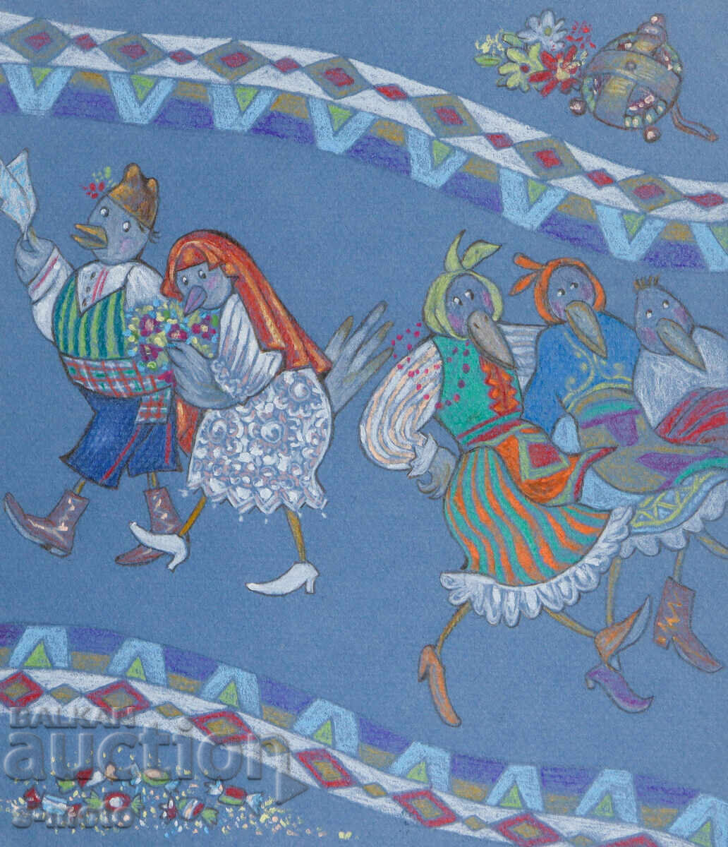 Desen pastel ilustrație Povești populare bulgare Desen pastel ilustrație Povești populare bulgare