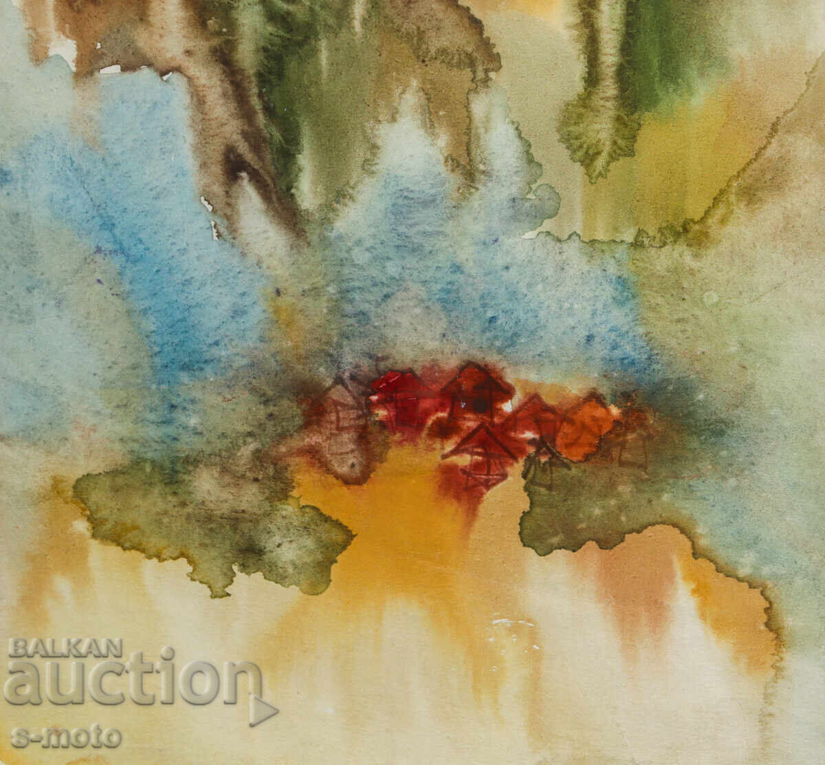 Watercolor painting abstract landscape - 5