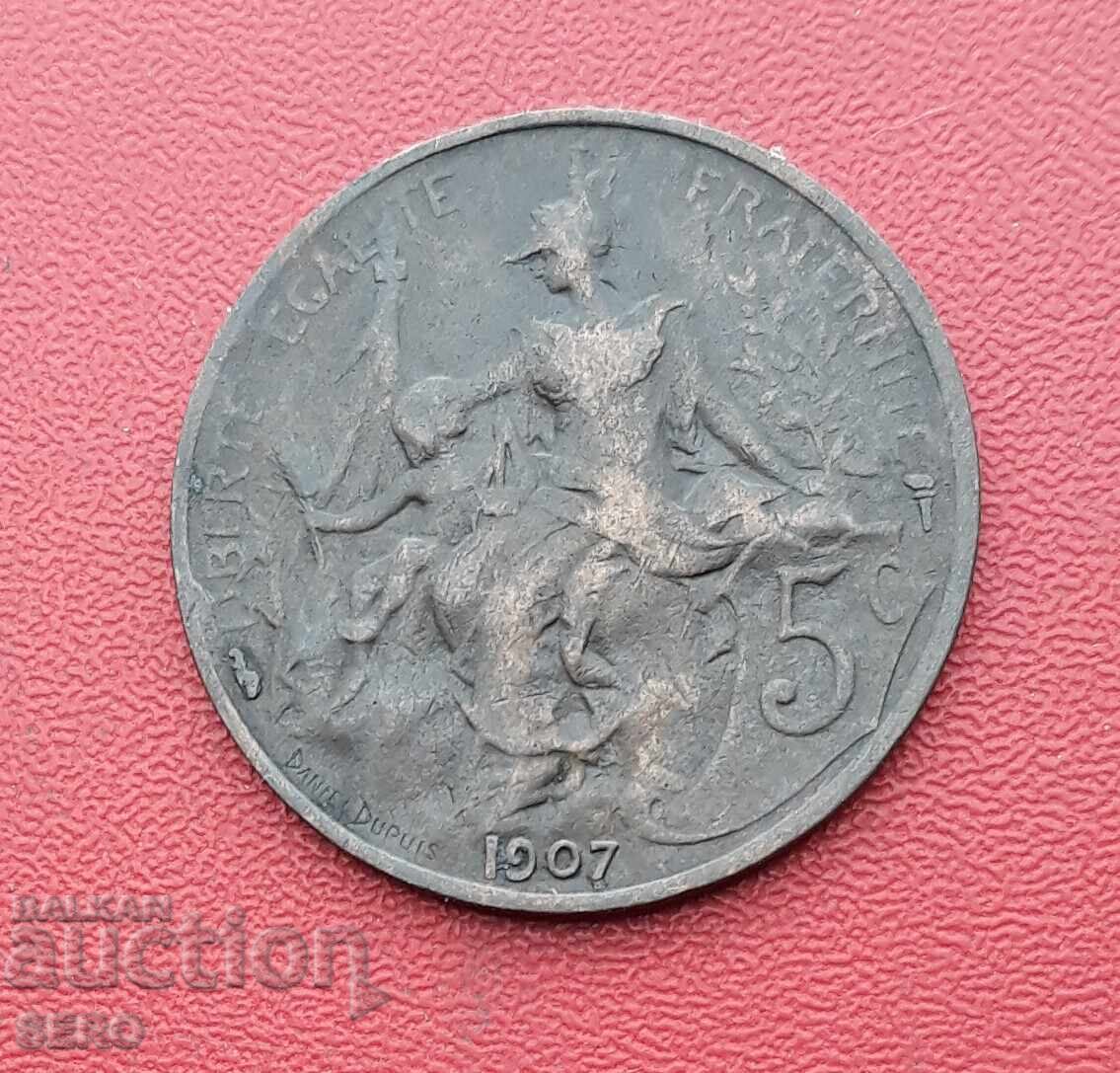 Франция-5 сантима 1907