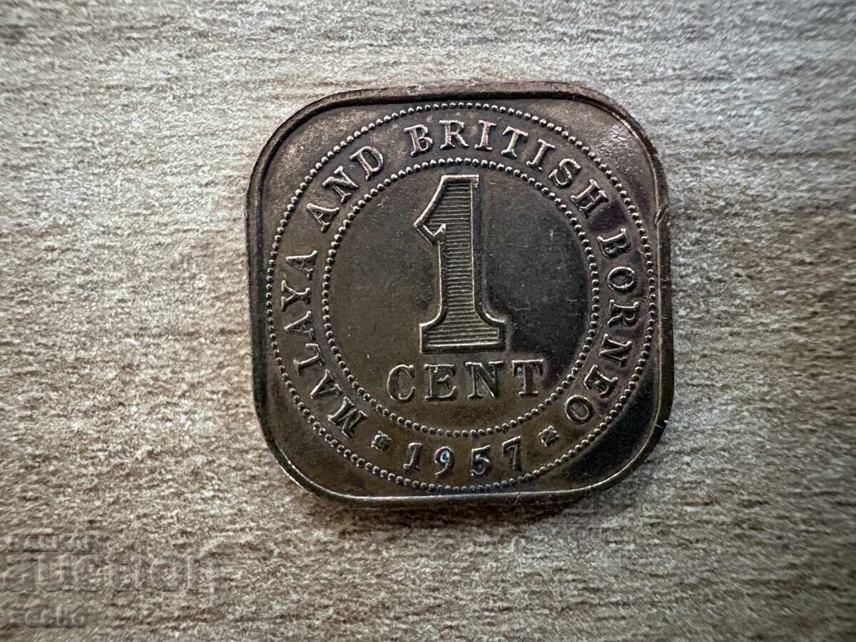 Malaya și Borneo Britanic - 1 cent (1957)