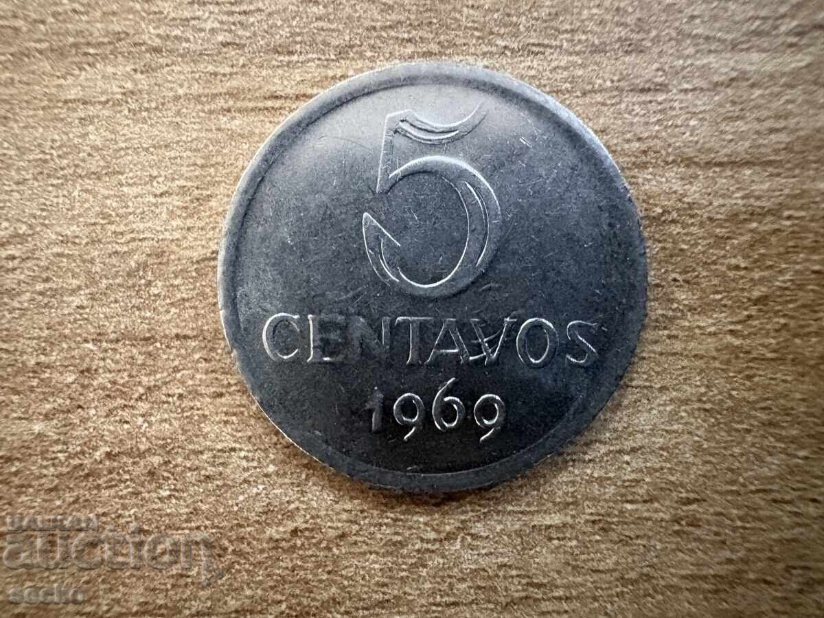 Βραζιλία - 5 σεντάβος (1969) με τιμή € 0.15 | 0.29 BGN