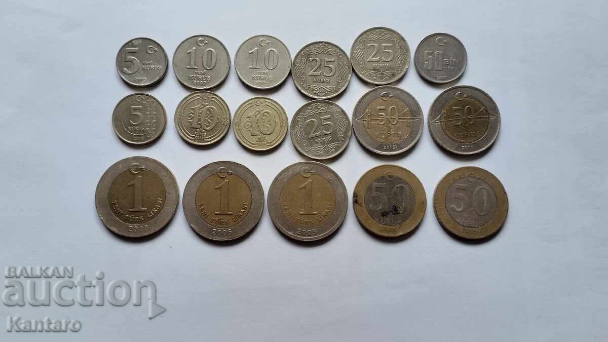 Monedă - TURCIA - 17 bucăți