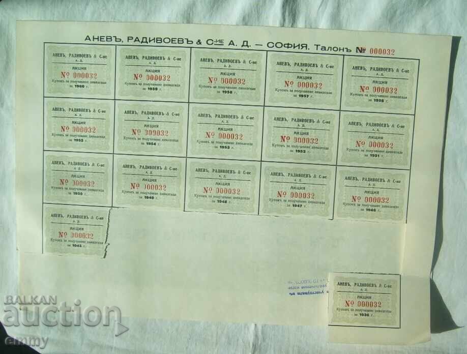 Licitație Share 1000 BGN Anev, Radivoev & Co. AD, Sofia 1936