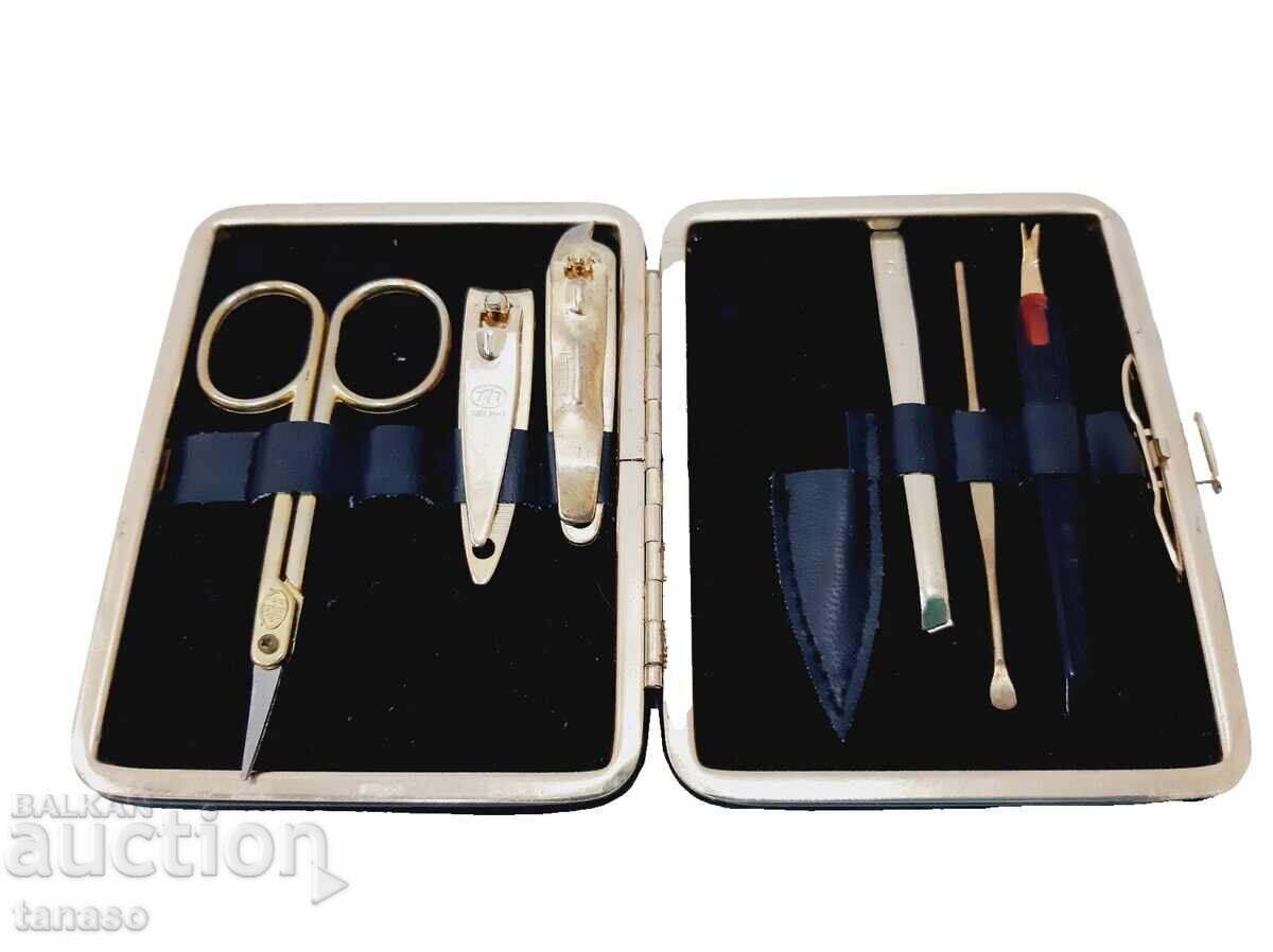 Retro travel manicure set with leather case - 7