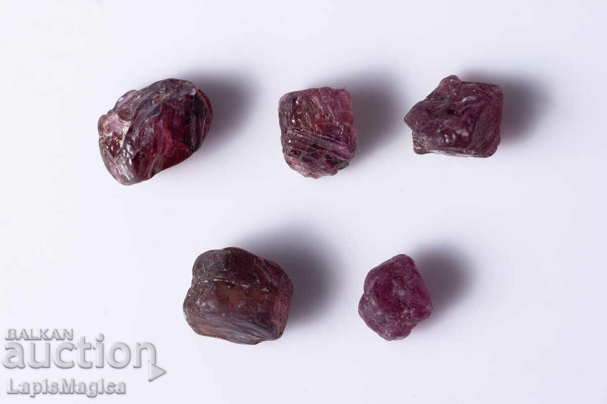 5 bucăți cristale de rubin natural neprelucrate 5ct netratate