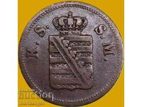 2 Pfennig 1859 Σαξονία Γερμανία Δρέσδη Johann