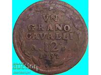 1 грано 12 кавали (къни) 1792 Италия  Неапол голяма мед