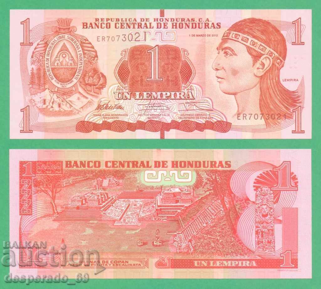 (¯`'•.¸ HONDURAS 1 lempira 2012 UNC ¸.•'´¯)