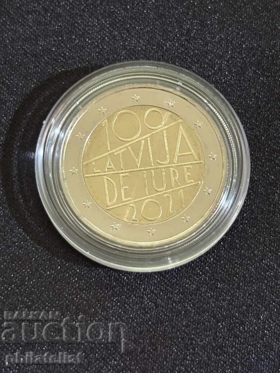 Латвия 2021 - 2 евро - признаване на република Латвия с цена € 5.20 | 10.17 лв.
